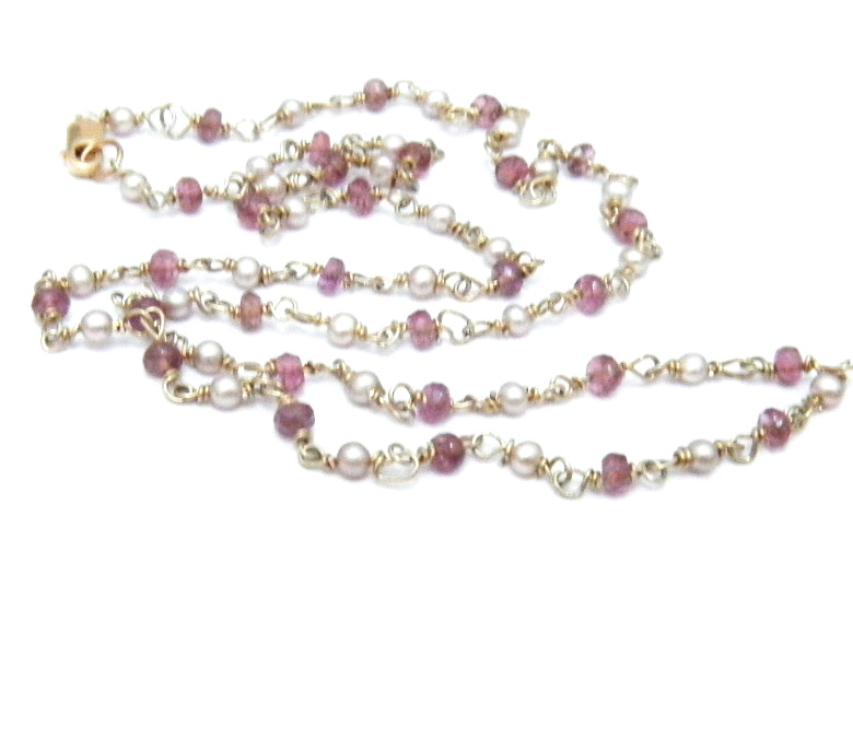 Handmade Pearl and Tourmaline Chain